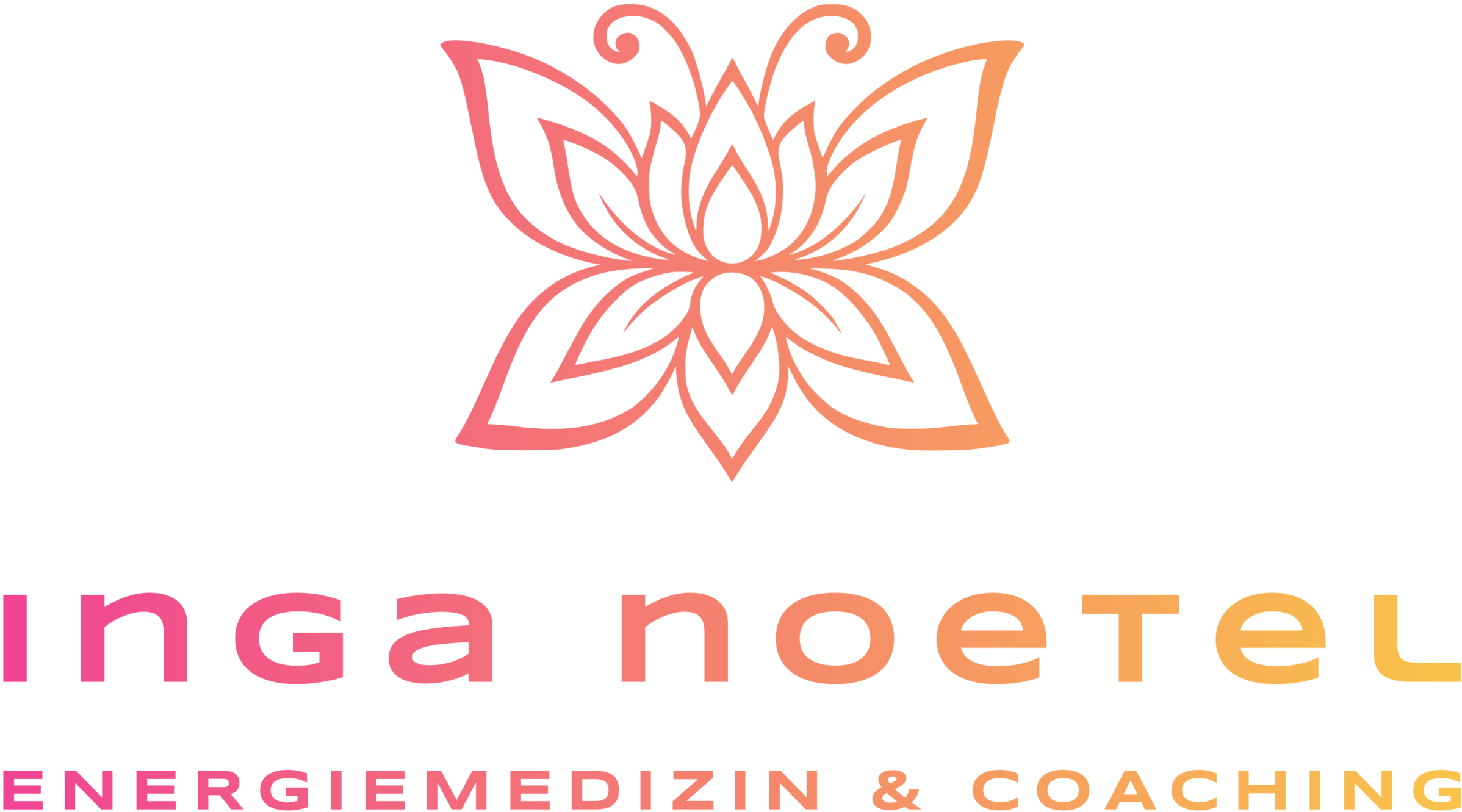 Logo Inga Noetel - Energiemedizin und Coaching, Schmetterling und Lotusblume vereint als Symbol der kraftvollen Transformation