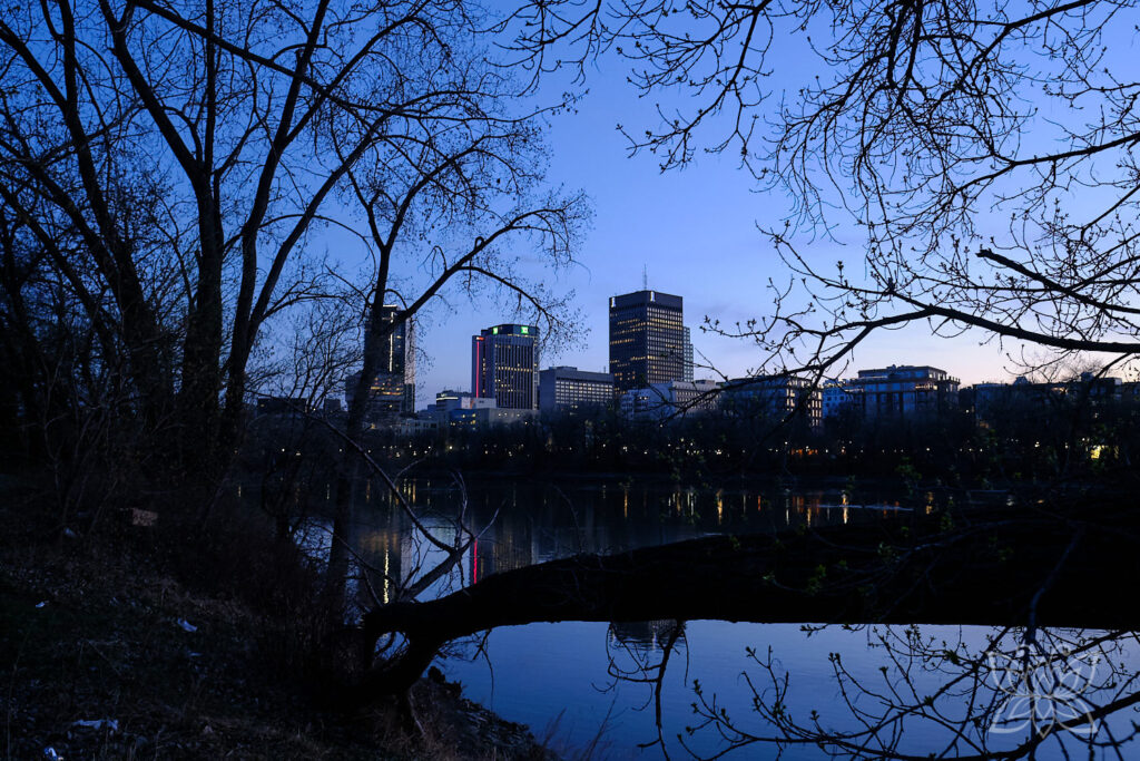 Winnipeg Skyline bei Dämmerung