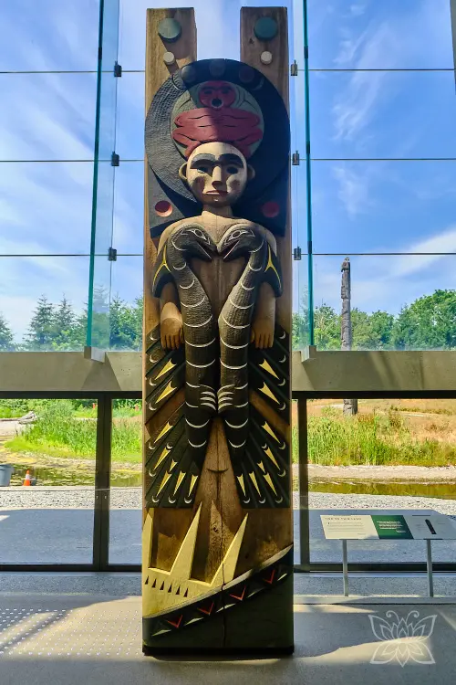 Indigene Ausstellungsstücke im Anthropologischen Museum in Vancouver